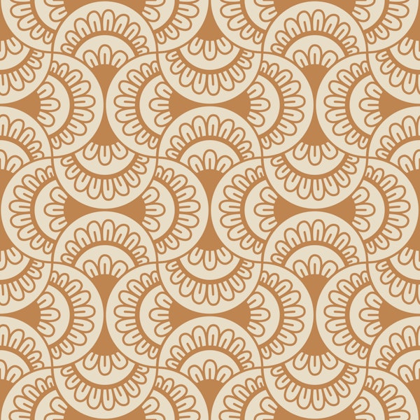 Vintage Floral Scallops - brown