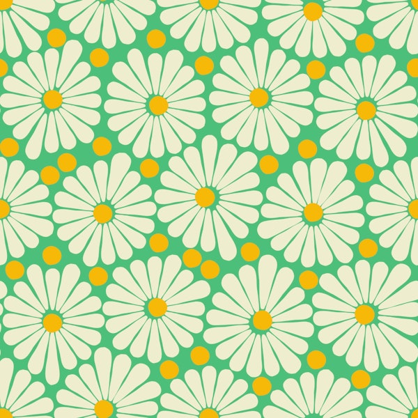 Retro Daisy Bloom Green