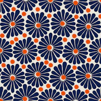 Retro Blooms Navy and Orange wallpaper