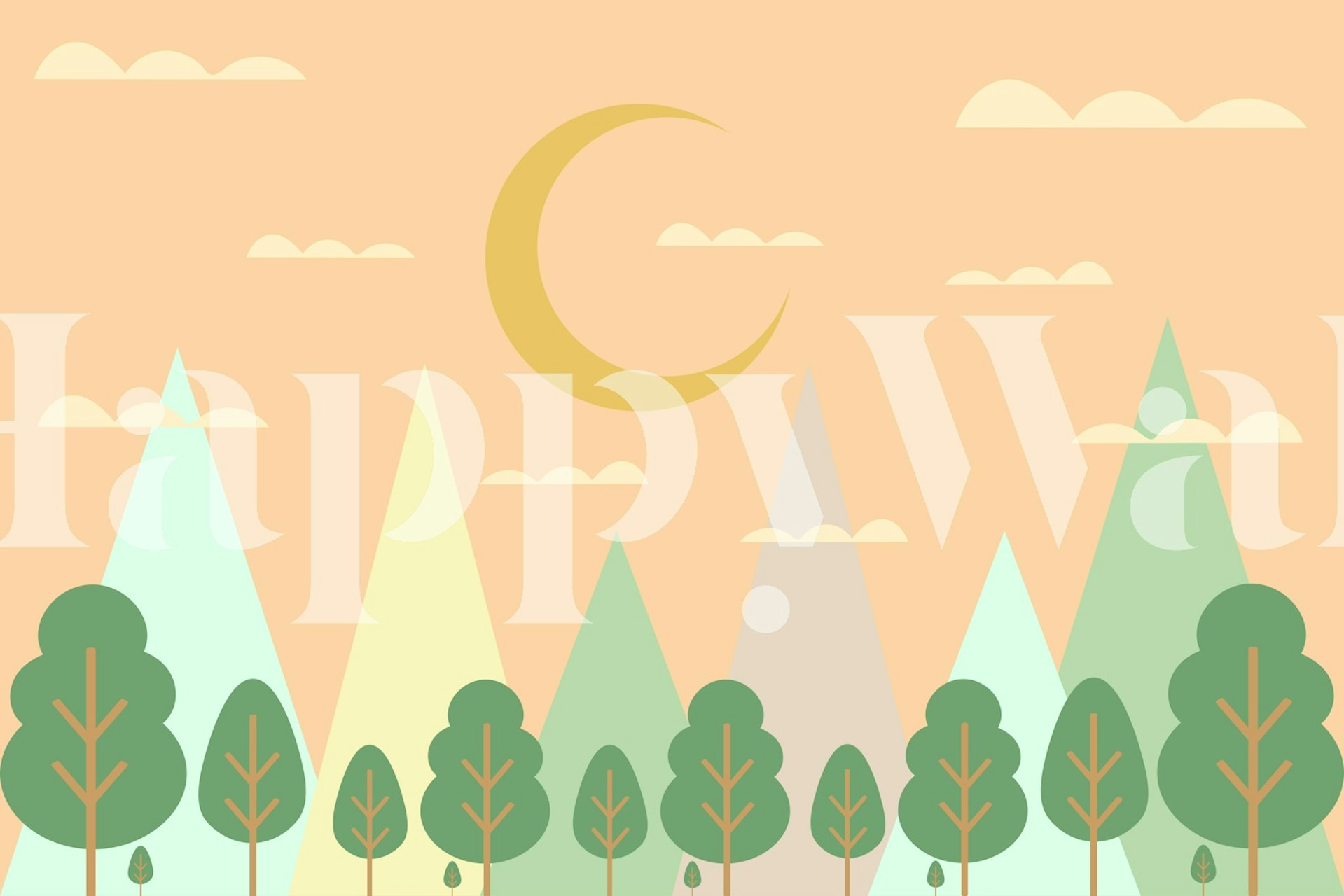 Papel de parede Pastel Forest Dream em um quarto