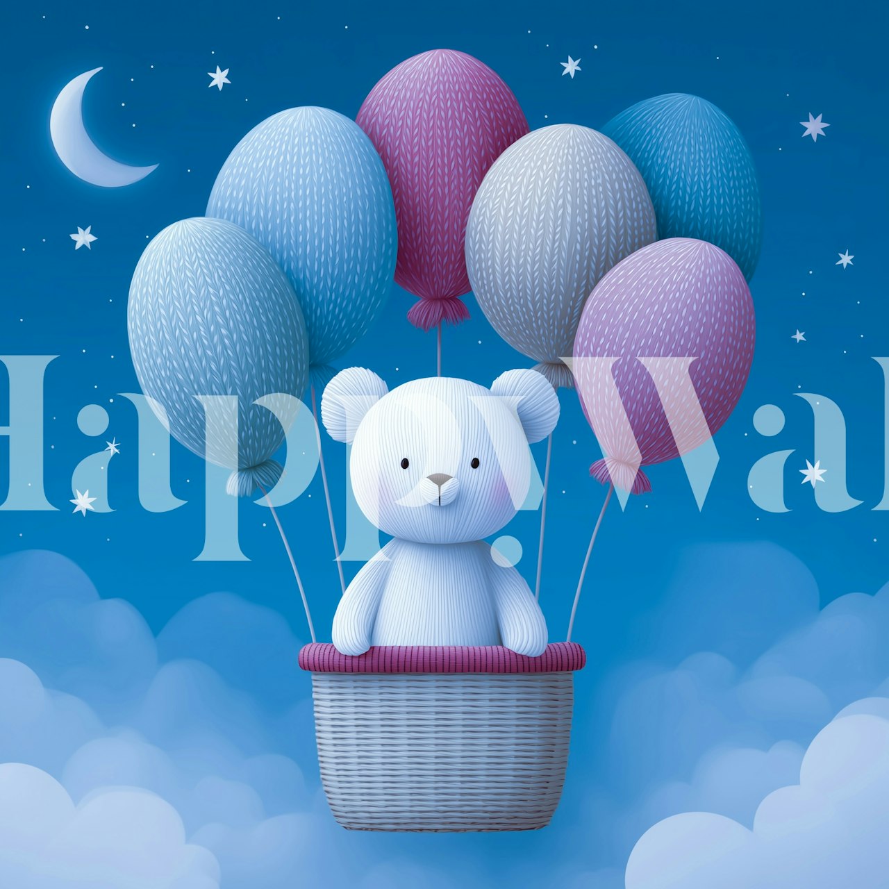 Teddy bear with balloons wallpaper in a room