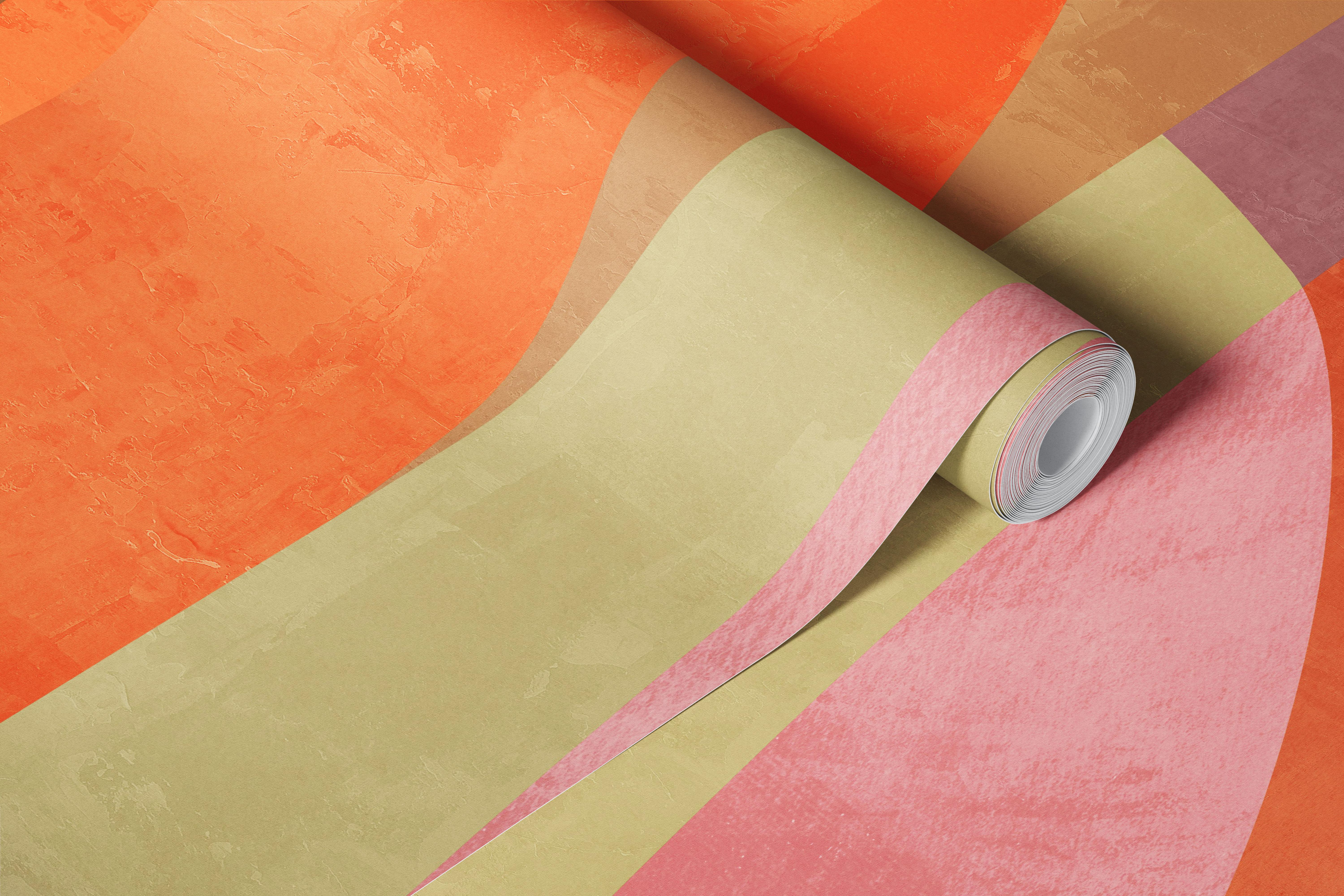 Colorful shapes in warm tones on modern abstract wallpaper