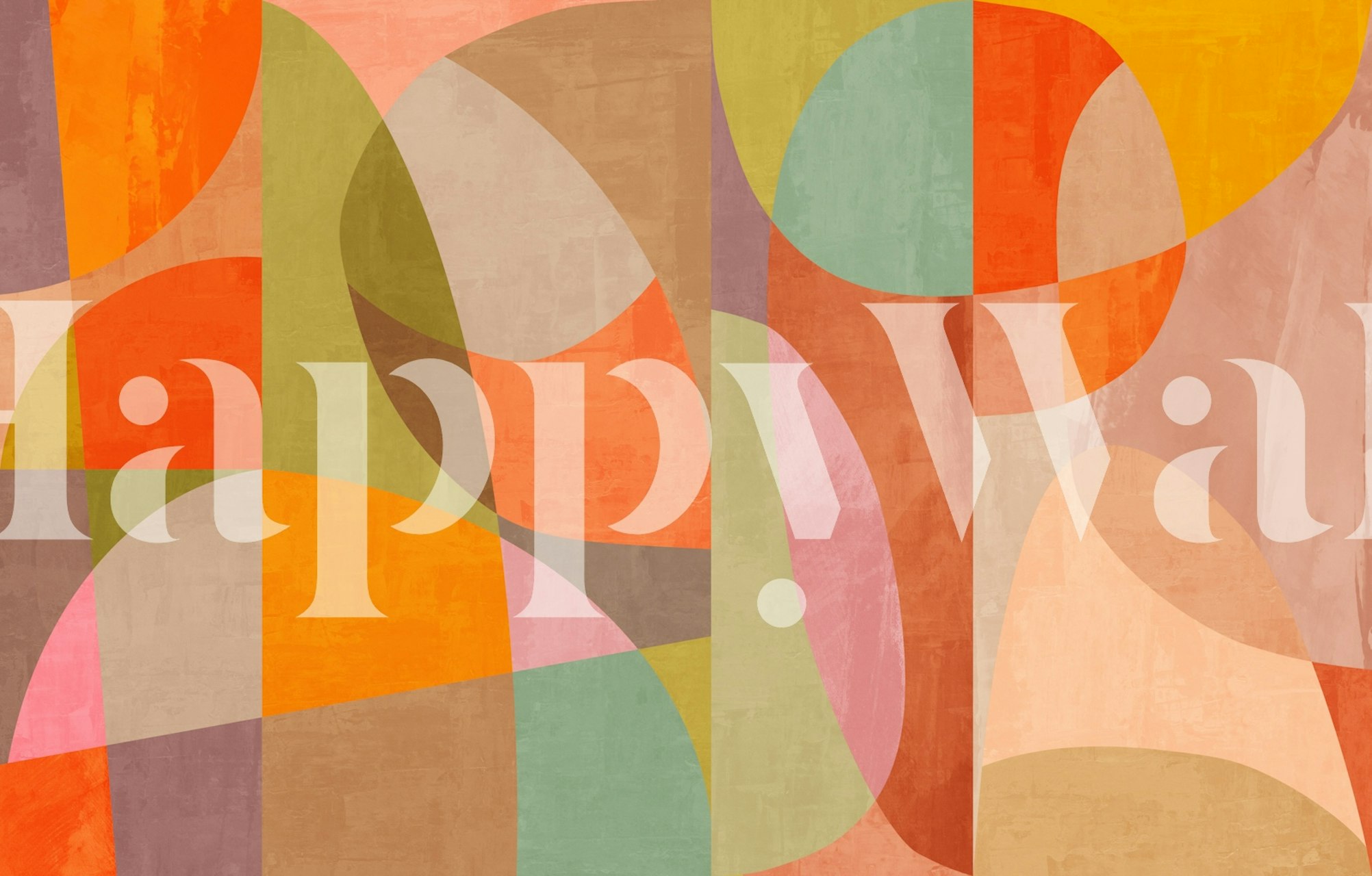 Colorful shapes in warm tones on modern abstract wallpaper