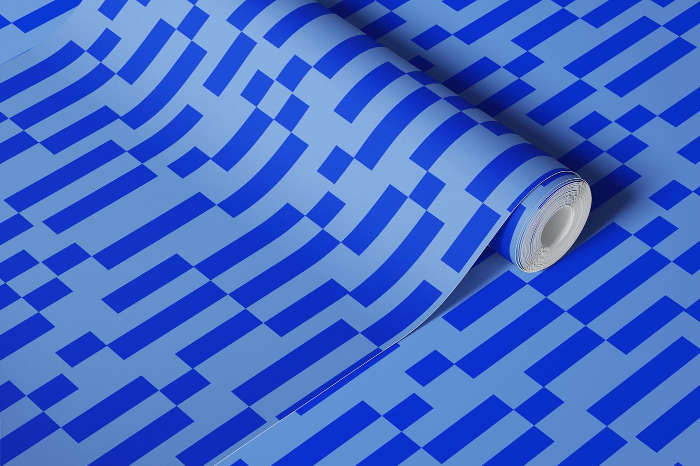 Blue Geometric Blocks wallpaper roll