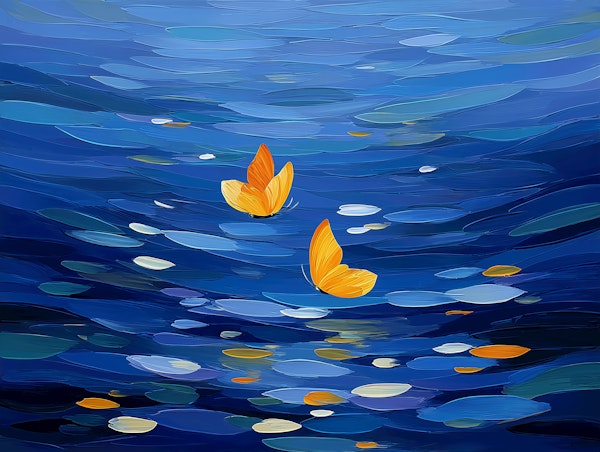 Blue Harmony with Butterflies