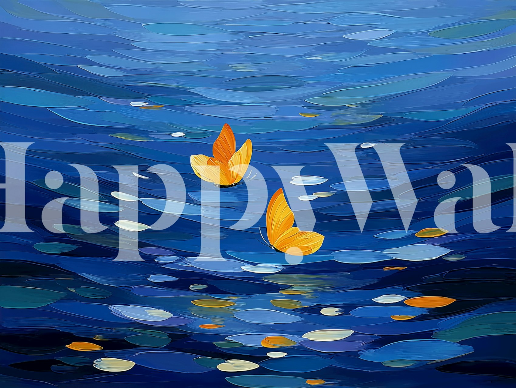 Blue Harmony with Butterflies wallpaper in room