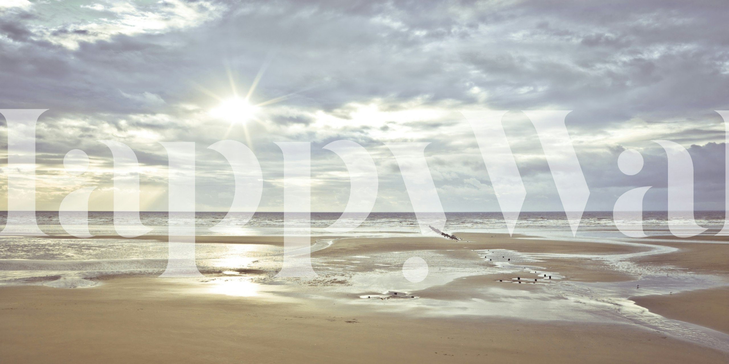 Sunlit beach with water and sand in soft tones wallpaper
