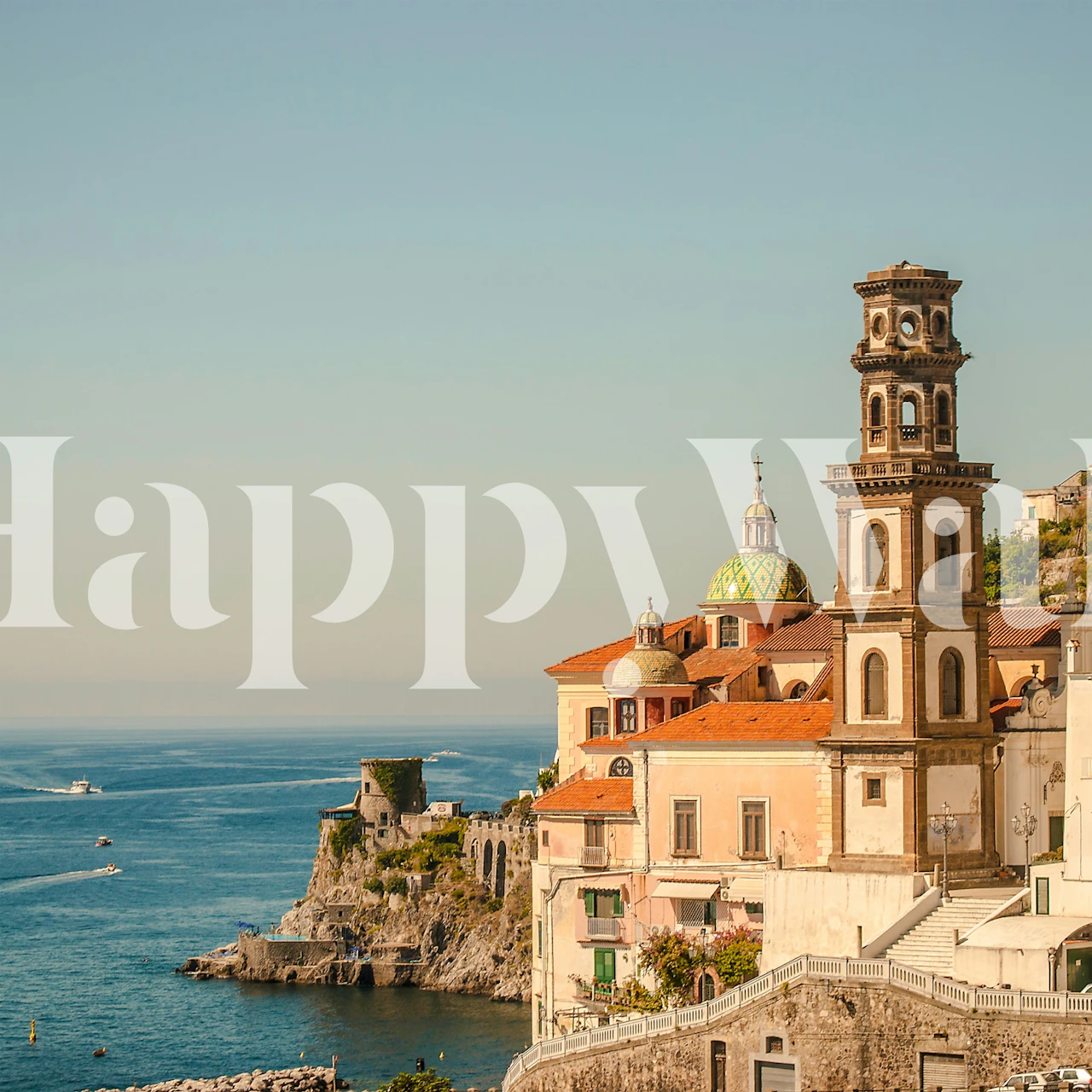 Mediterranean Coastal Charm wallpaper in a room