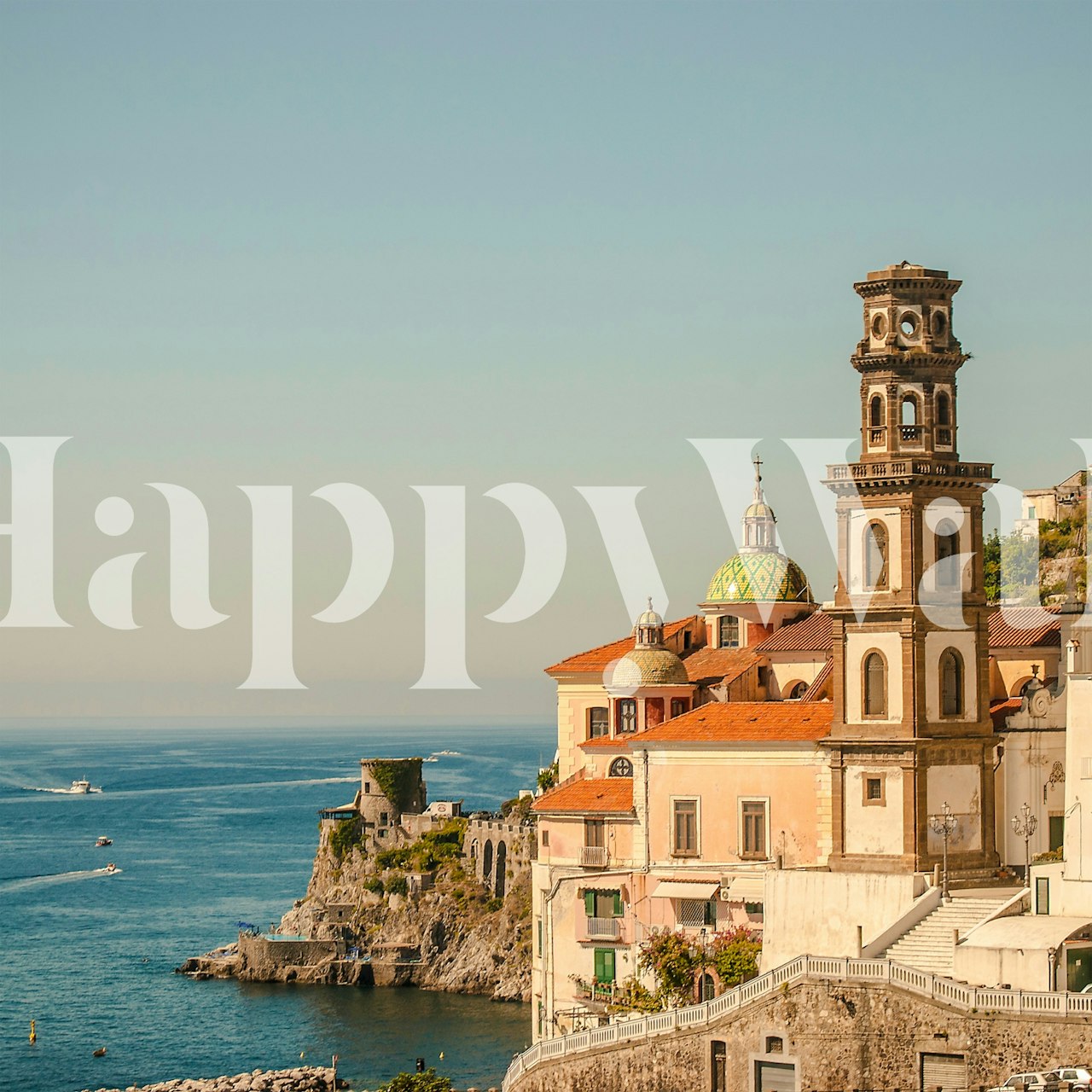 Tapeta Mediterranean Coastal Charm v místnosti