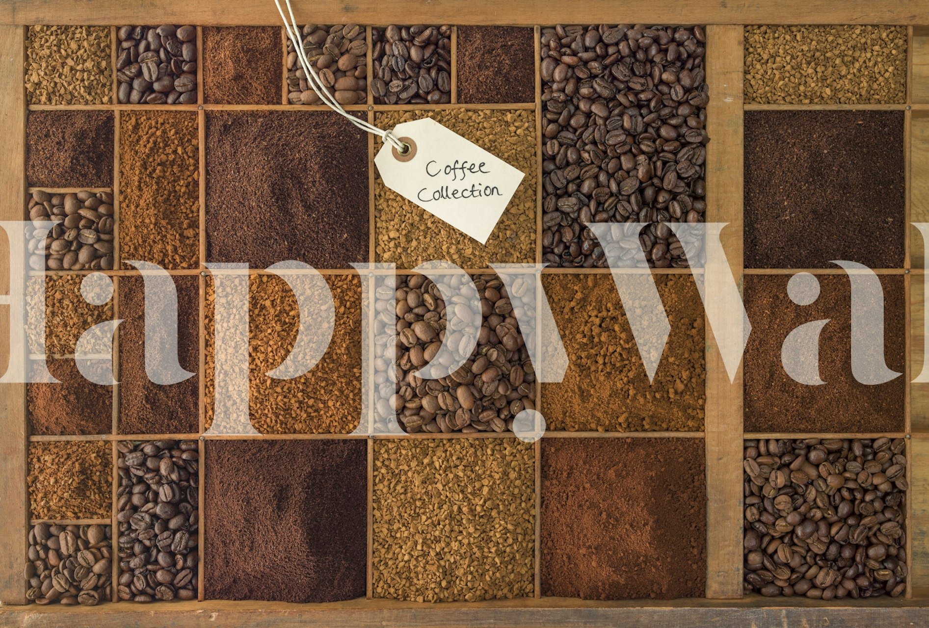 Squares of different coffee types and colors wallpaper