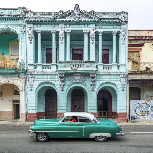 Classic Car and Blue Facade
