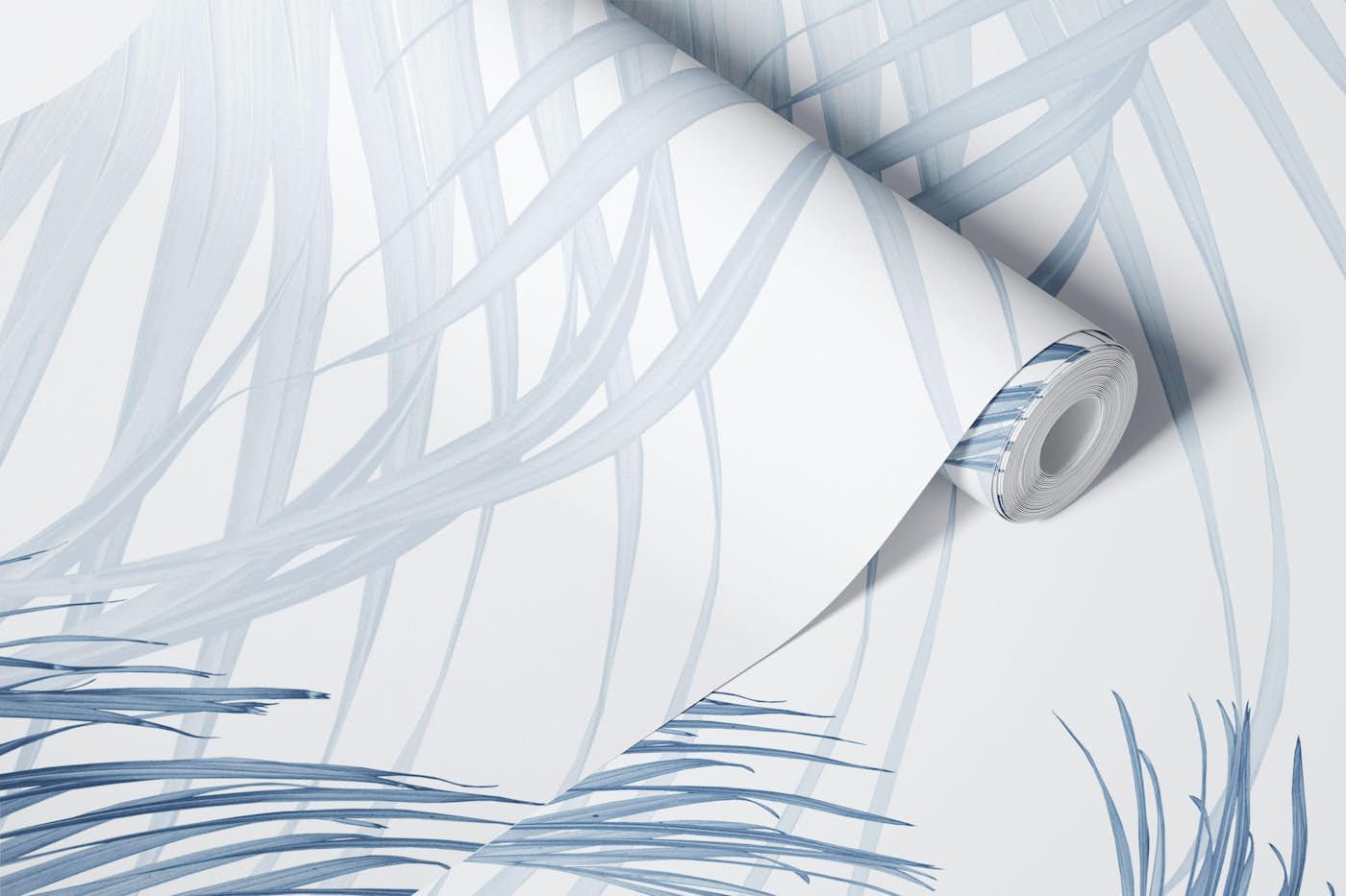 Soft Blue Feather Palm Bliss 1 wallpaper roll