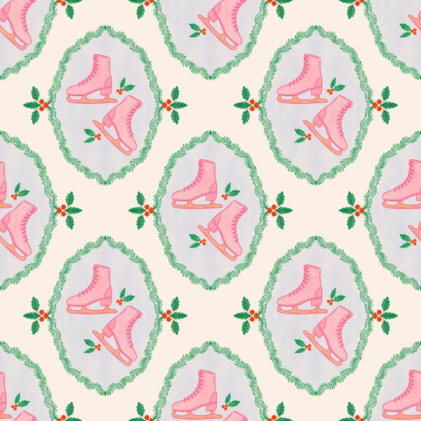 Pink Skates Holiday Charm