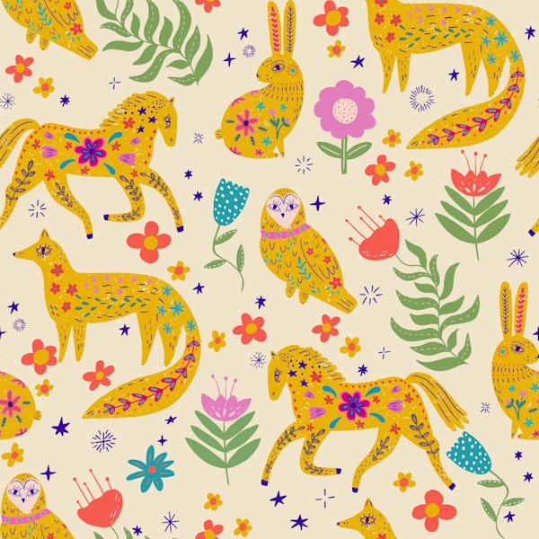 Folk Art Forest Animals