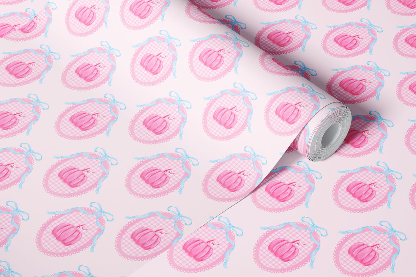 Gingham Pumpkin Delight wallpaper roll