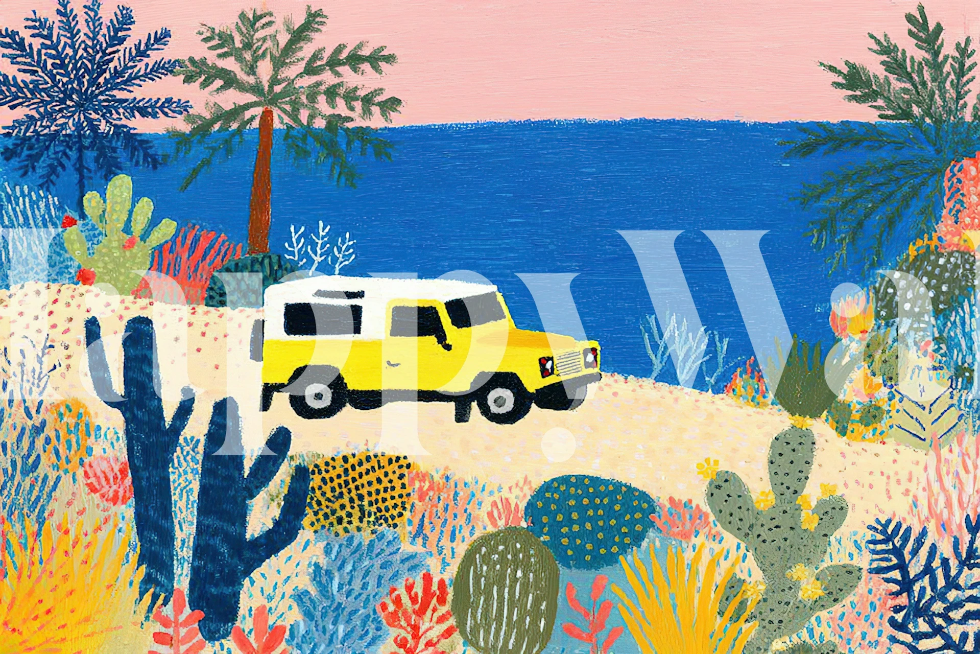 Coastal Road Trip wallpaper in a room