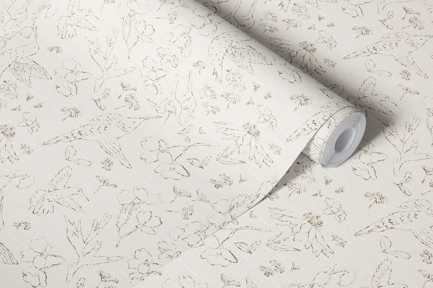 Hummingbird Blossom on Off-white wallpaper roll