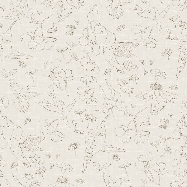 Hand-Drawn Birds on Off-White