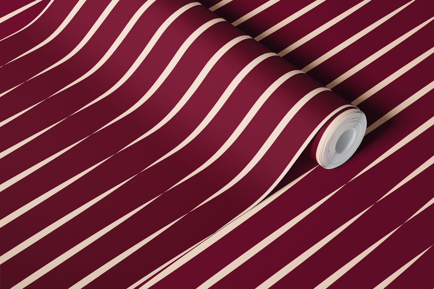Burgundy Cream Stripes wallpaper roll