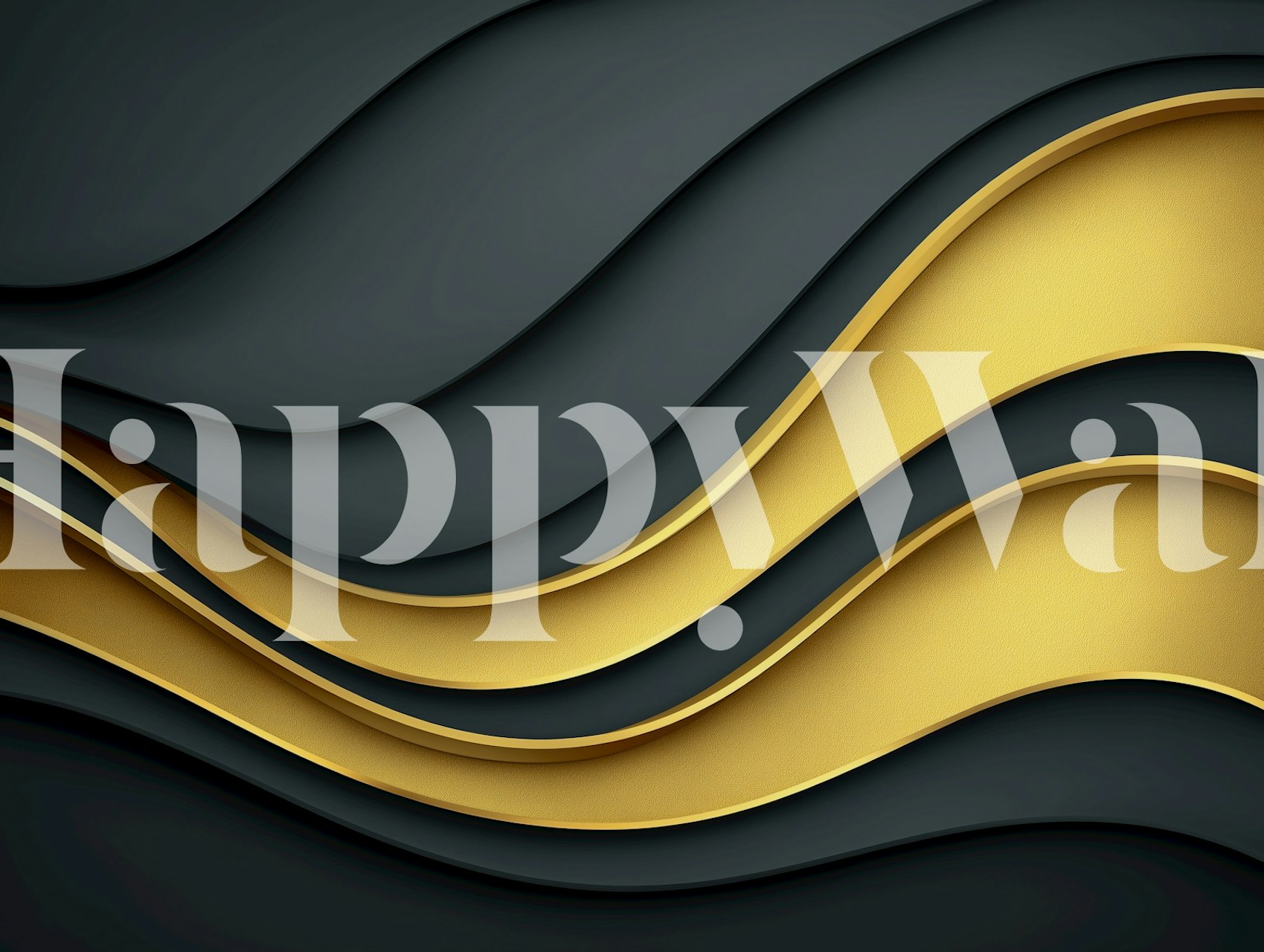 Design de papier peint Elegant Gold Flow dans une pièce