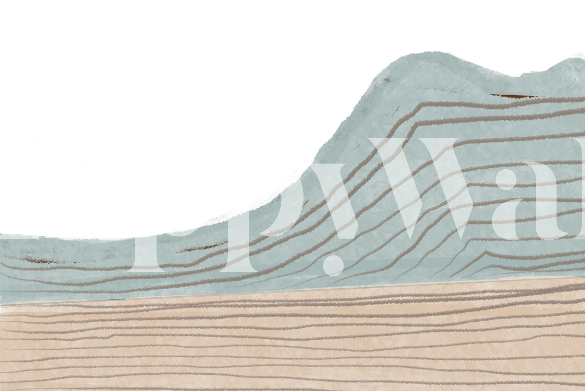 Abstract mountain ridge design in blue and beige colors wallpaper