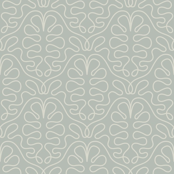 Elegant Linework Oak Leaves Light Sage