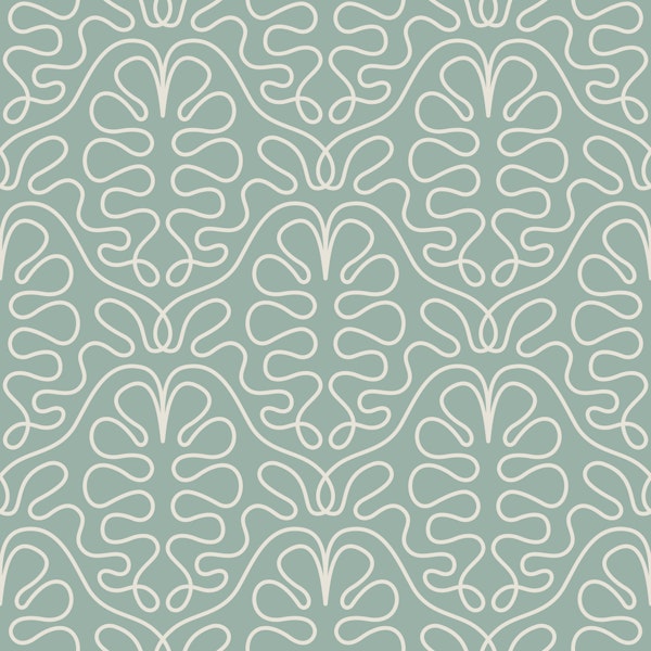 Elegant Linework Oak Leaves Sage