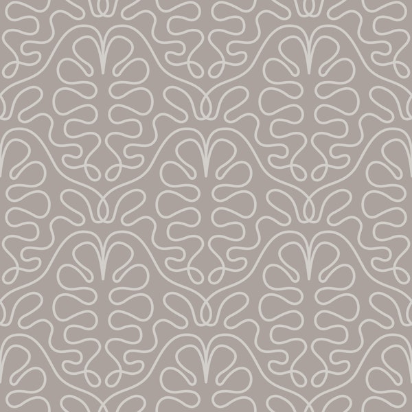Elegant Linework Oak Leaves Muted Lavender