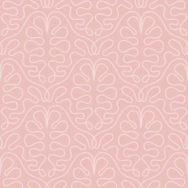 Elegant Linework Oak Leaves Pink