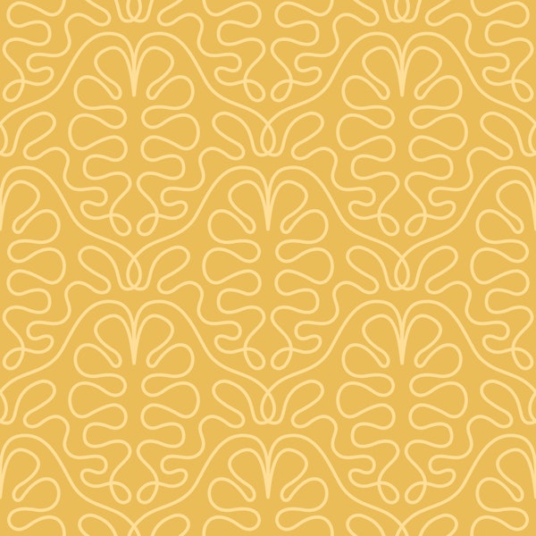 Elegant Linework Oak Leaves Yellow