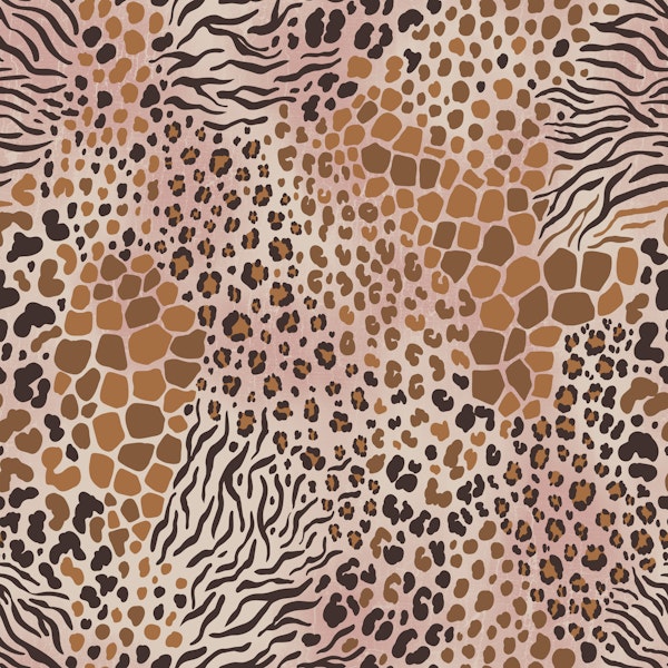 Animal pattern mix leather brown