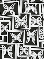Bold Butterfly Collage Black behang
