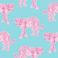 Hot Pink Panther on blue tapet