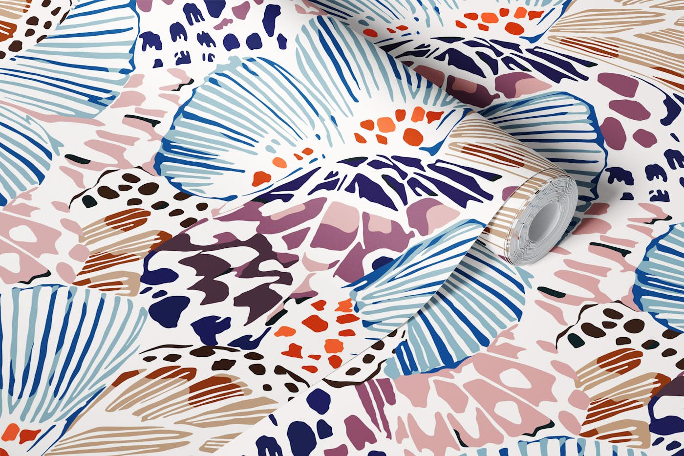 Butterfly wings - purple blue - medium scale wallpaper roll