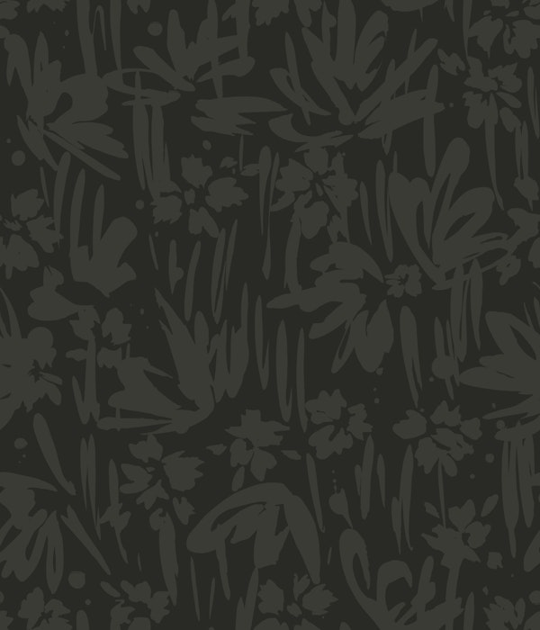 Bold Brushstroke Flowers Black