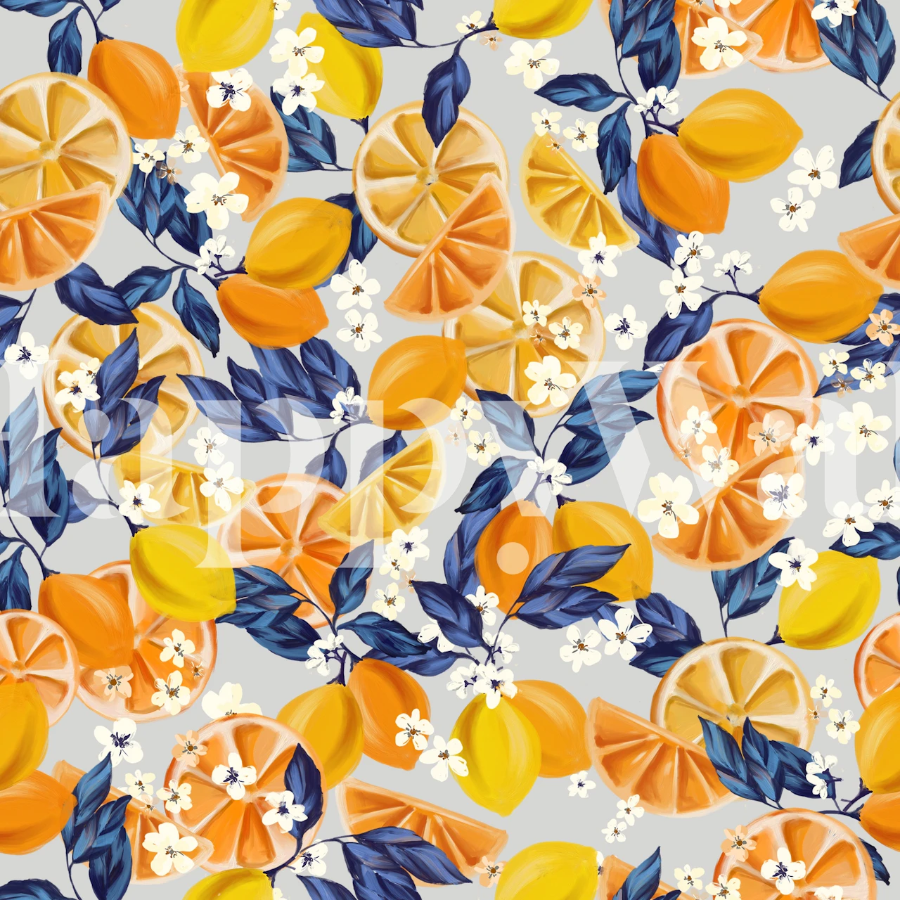 Lemon Garden 002 Tapetdesign in einem Raum