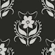 Vintage Floral Block Print Black
