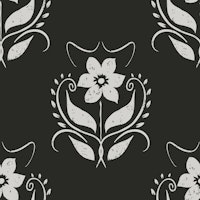 Vintage Floral Block Print Black wallpaper
