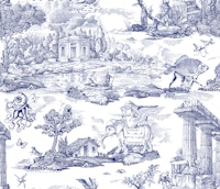 Retro Fantasy Toile Blue wallpaper