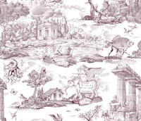Retro Fantasy Toile Burgundy wallpaper
