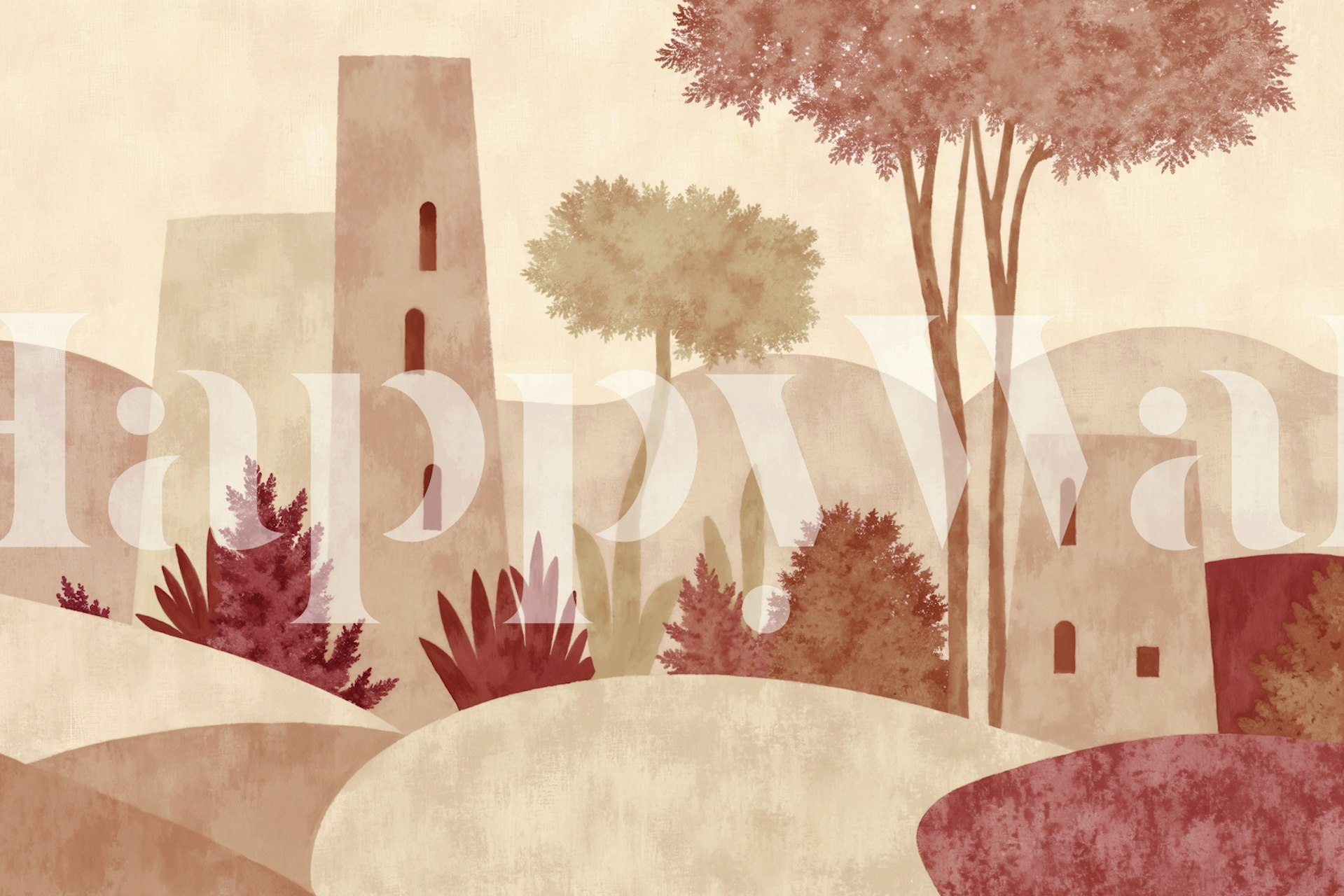 Papier peint Rustic Tuscan Landscape dans une pièce