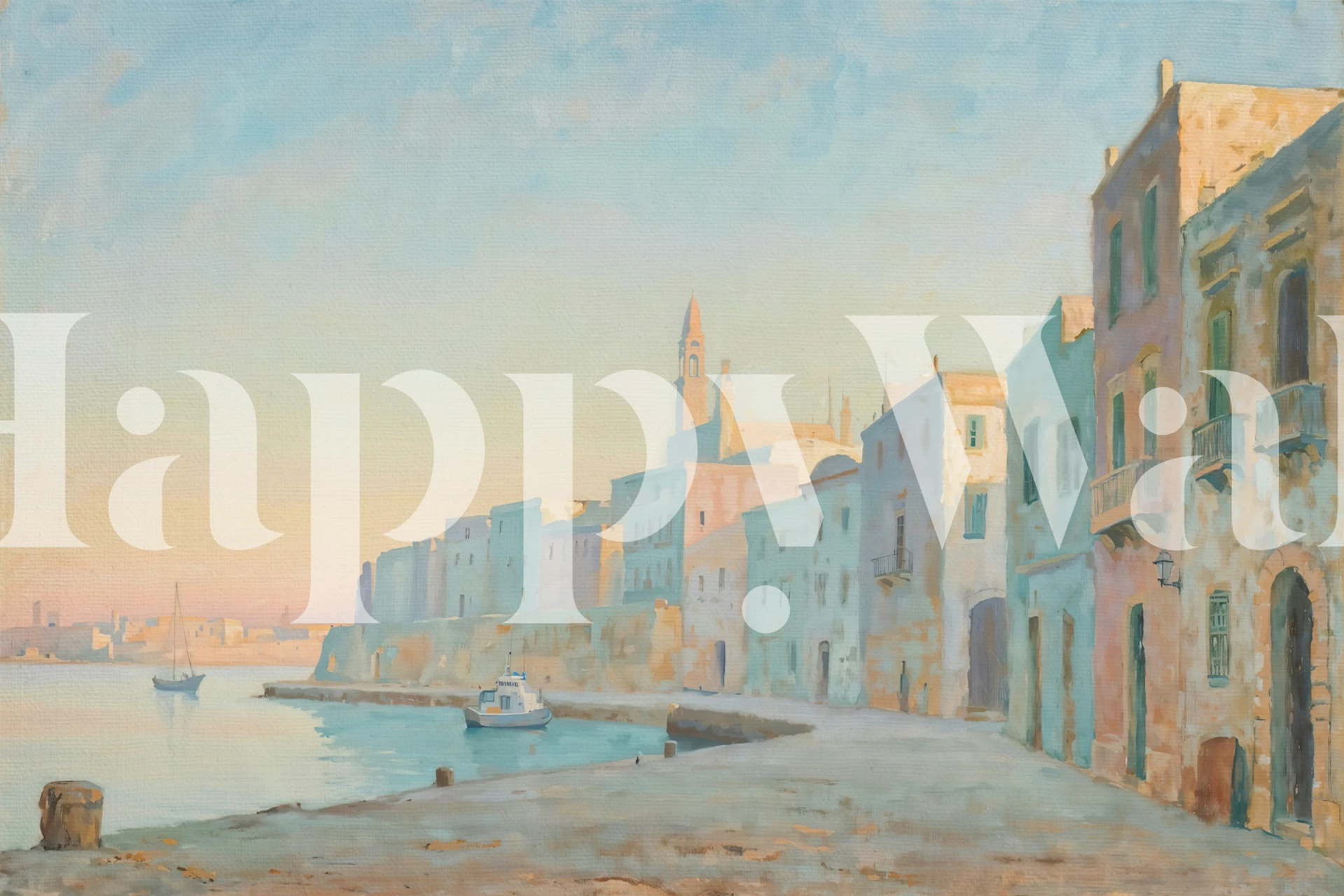 Vintage Harbor Serenity wallpaper in a room