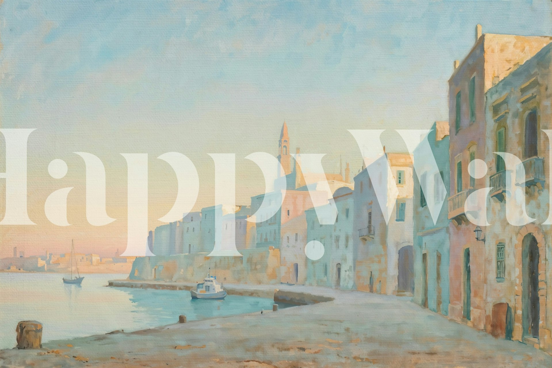 Vintage Harbor Serenity wallpaper in a room