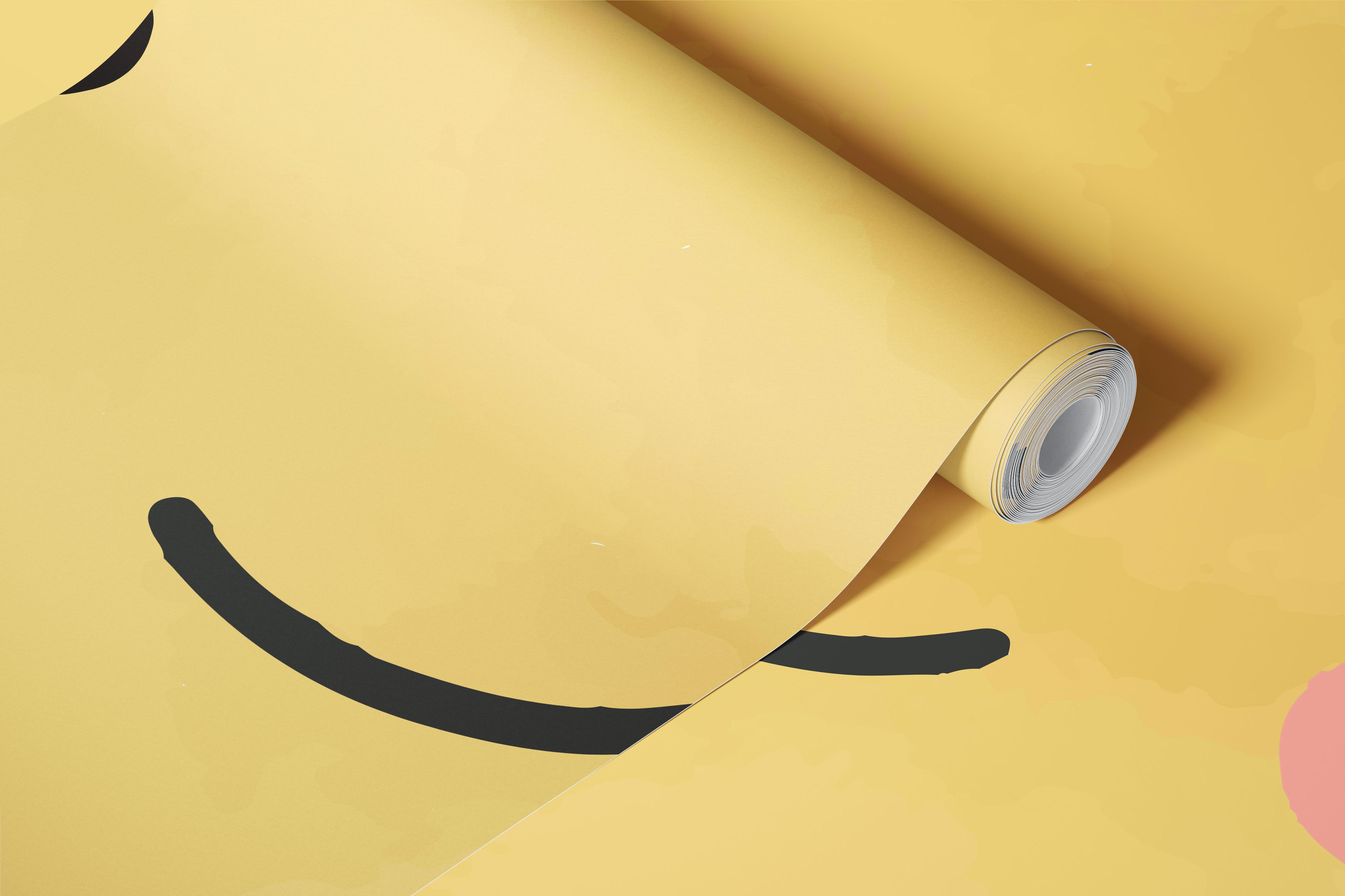 Smiling sun with rays in yellow and white wallpaper