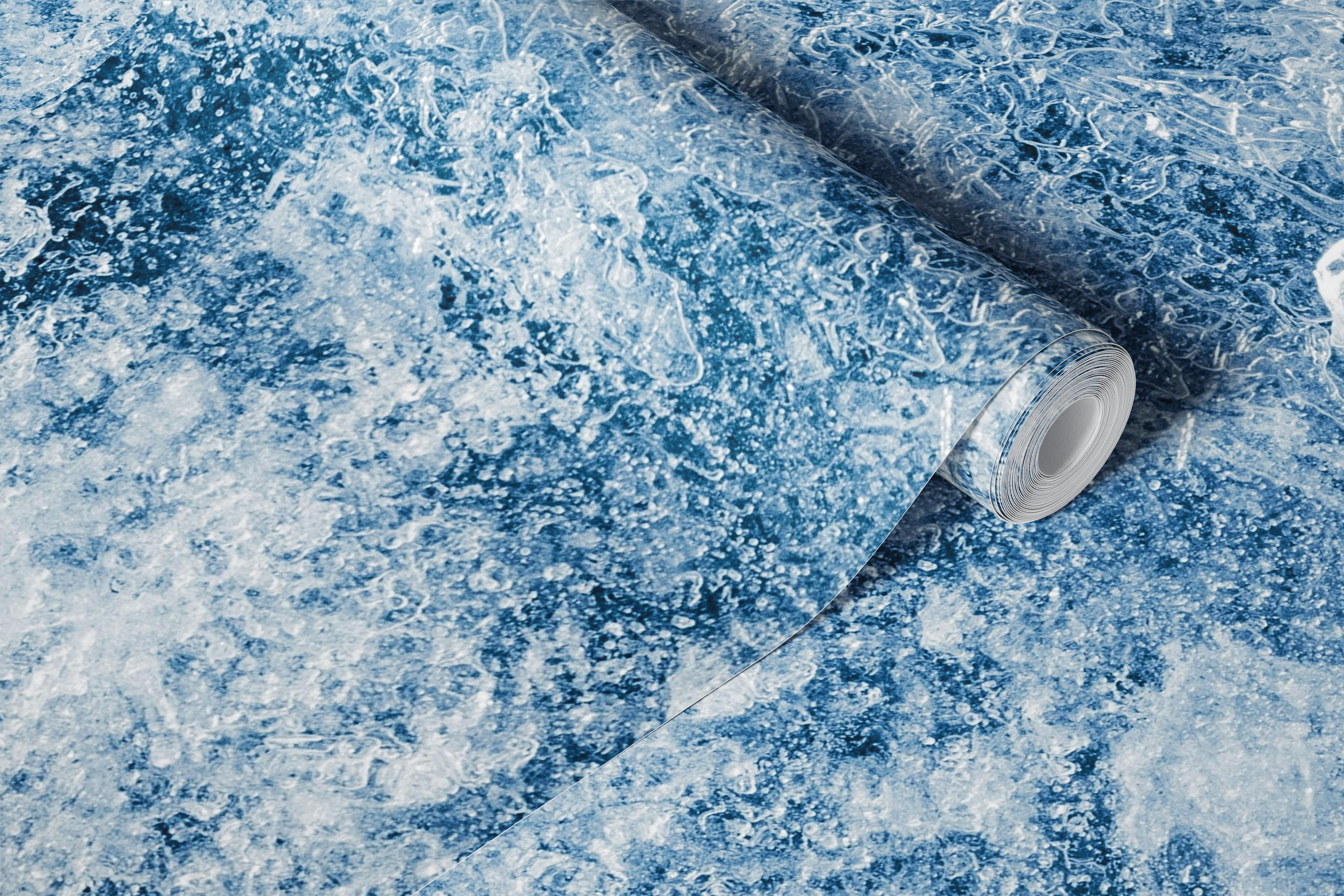 Blue ice texture wallpaper in a modern room