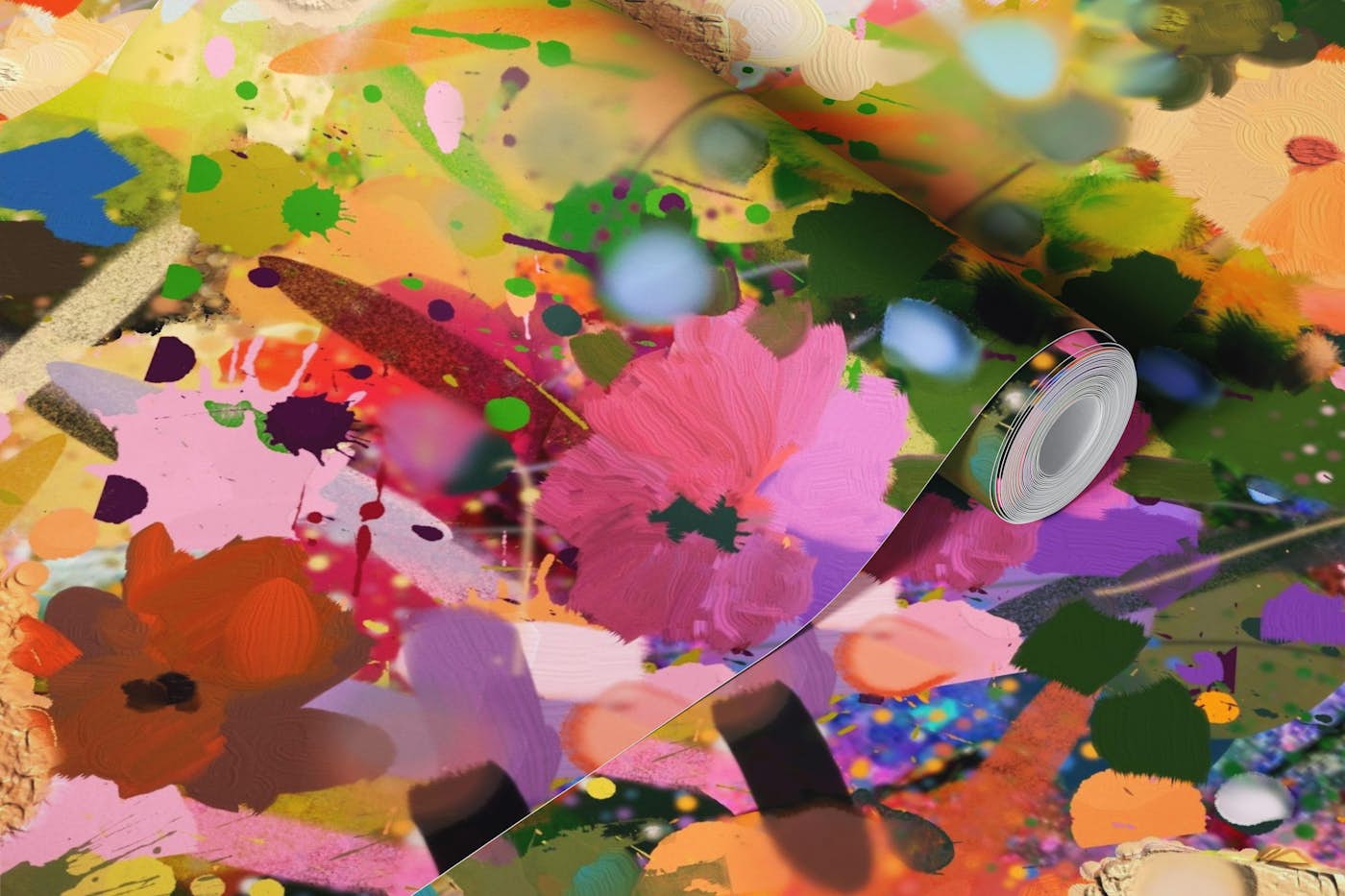 Colorful Floral Abstract Art wallpaper roll