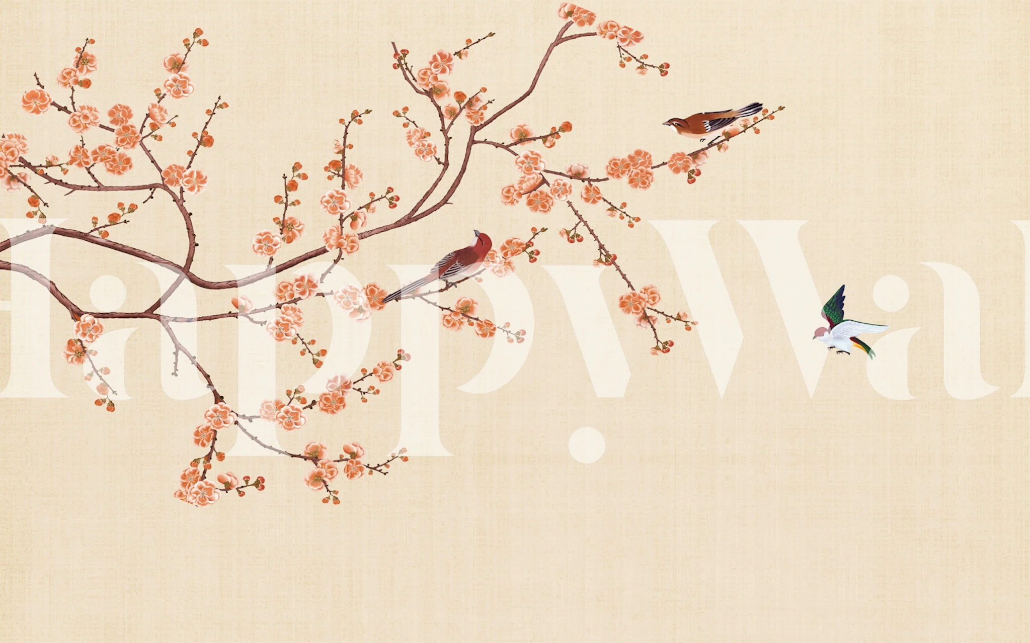 Charming Blossom Branch Art tapet i et værelse