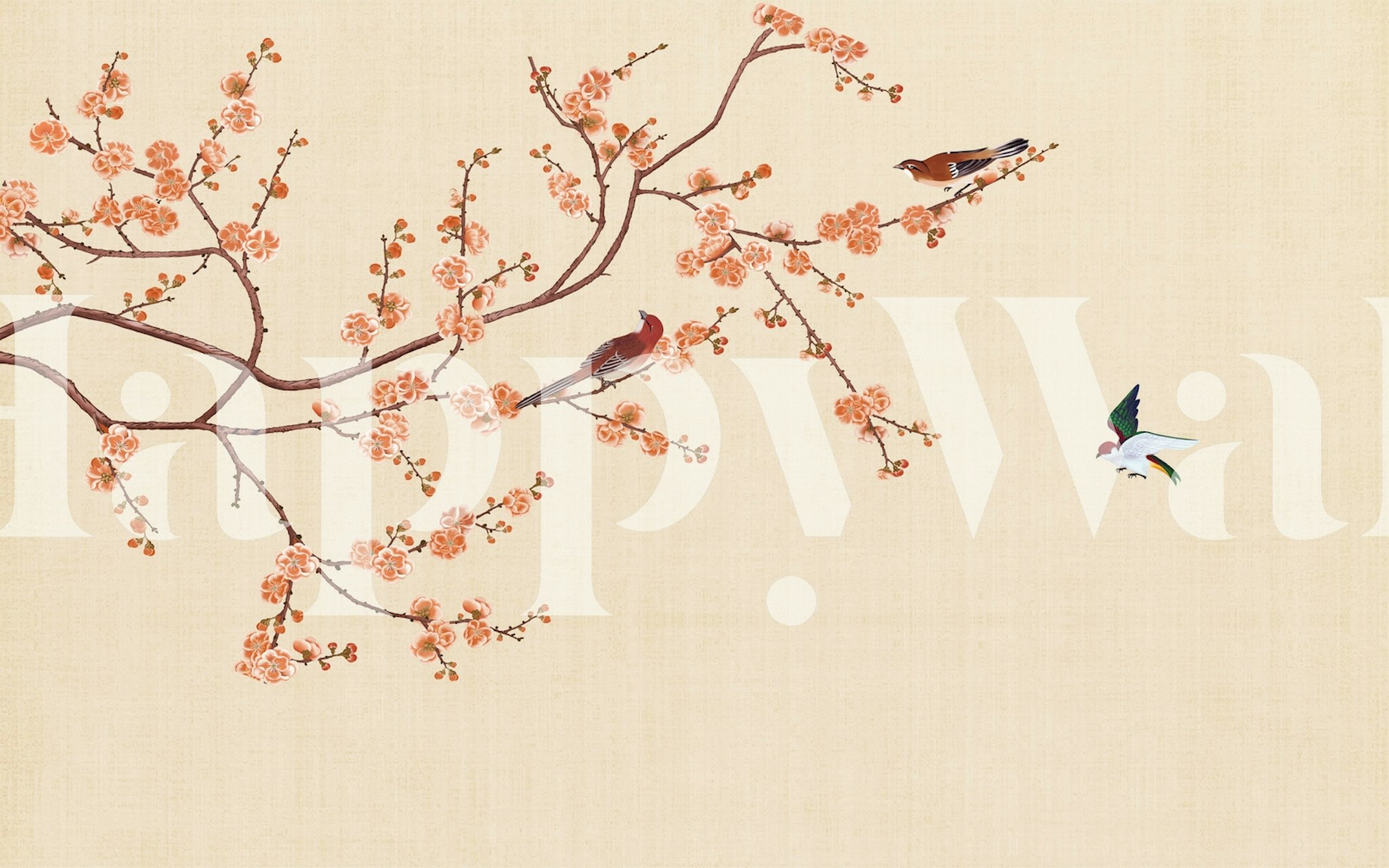 Charming Blossom Branch Art wallpaper in a room
