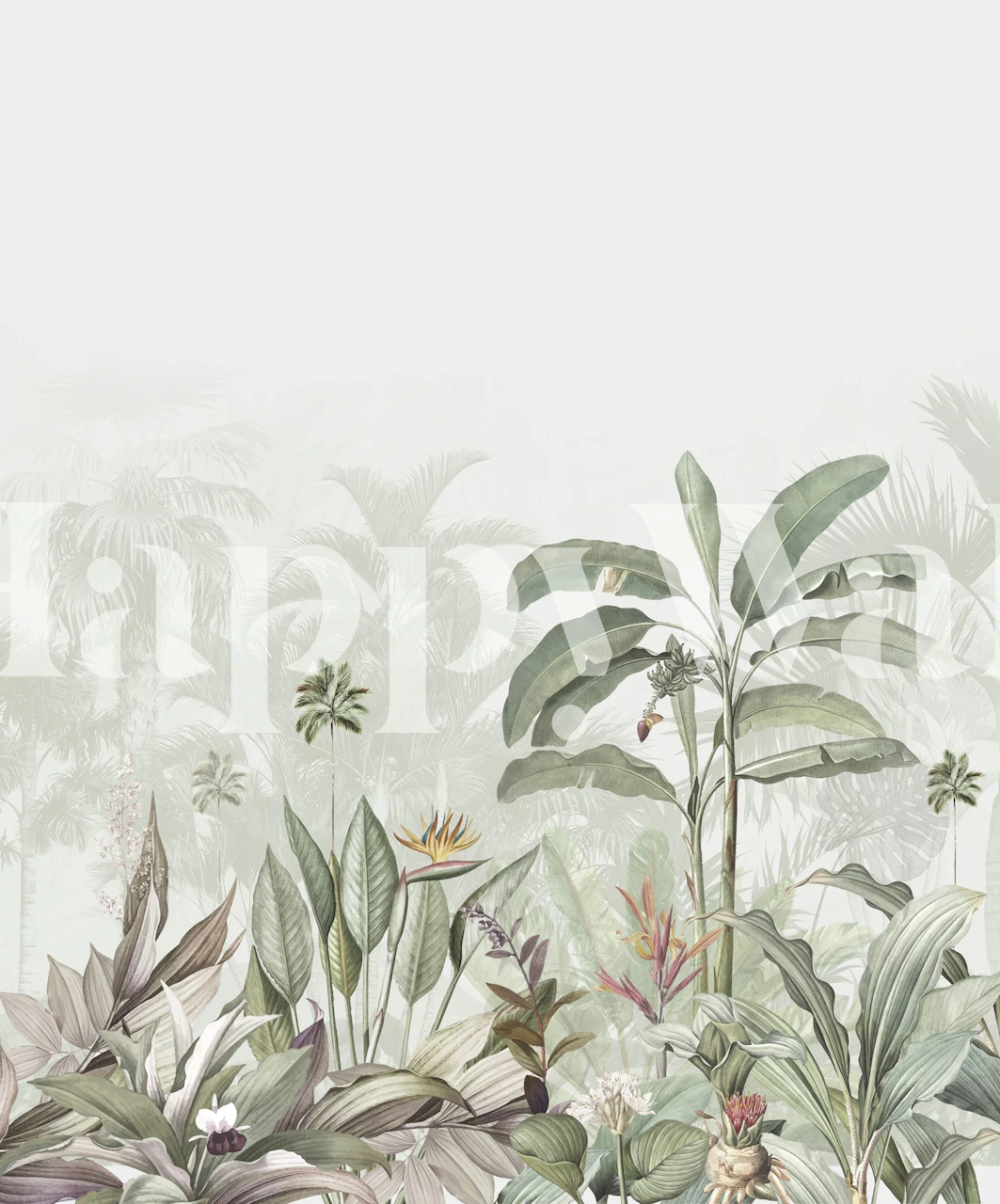 Tropical Leaves Nature Scene wallpaper in a room