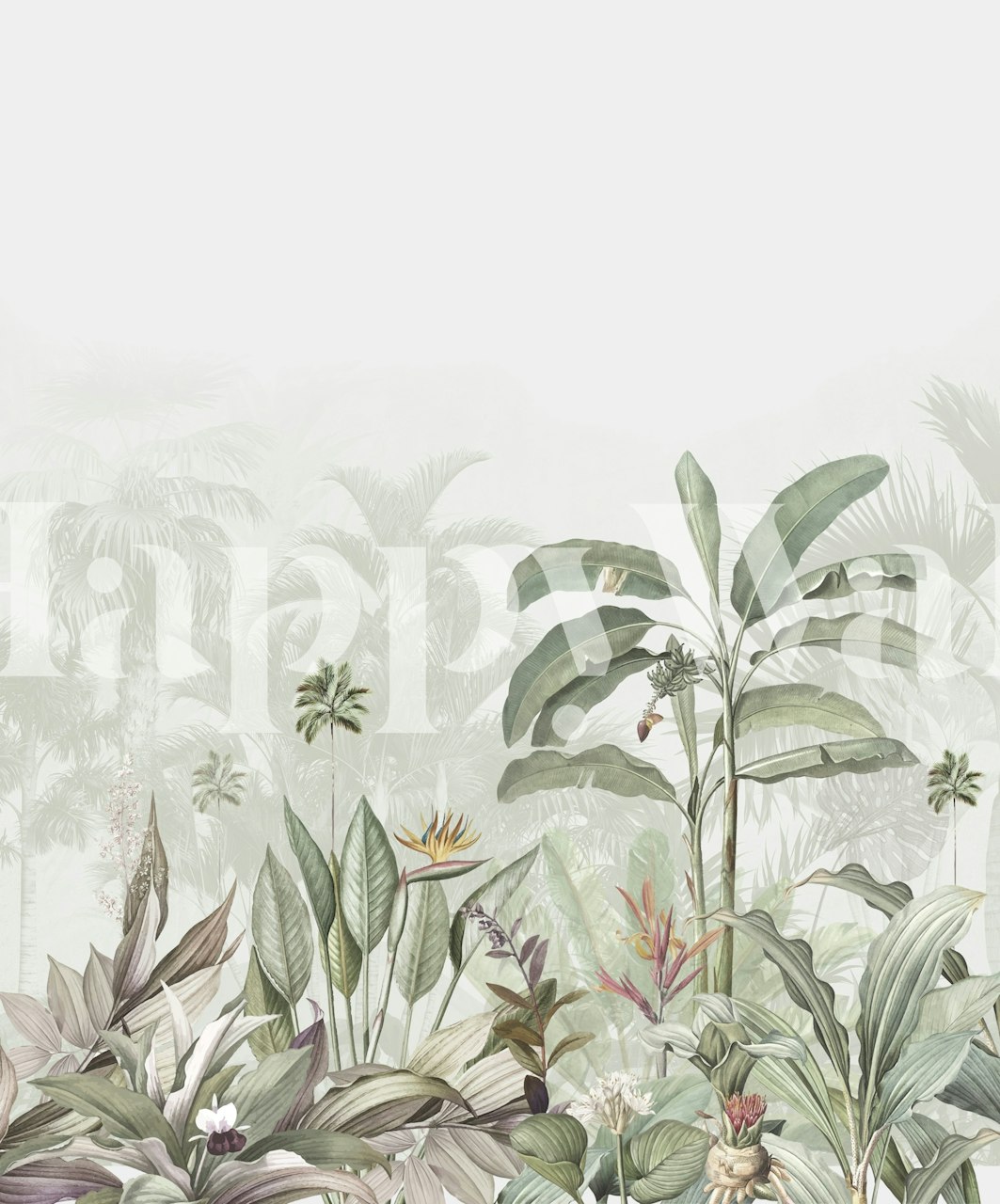 Tropical Leaves Nature Scene wallpaper in a room
